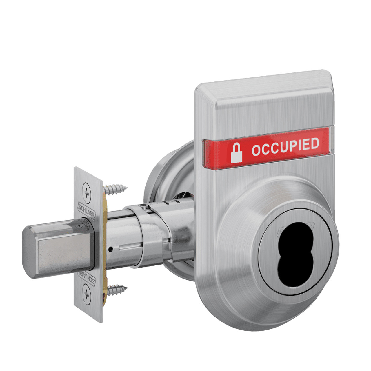 B562J-626-IS-OCC Schlage Grade 2 Double Cylinder Deadbolt with FSIC Prep Less Core Inside Indicator in Satin Chrome