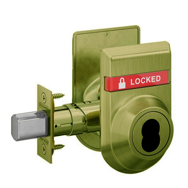 B562J-609-OS-LOC-IS-OCC Schlage Grade 2 Double Cylinder Deadbolt with FSIC Prep Less Core Dual Indicator in Antique Brass