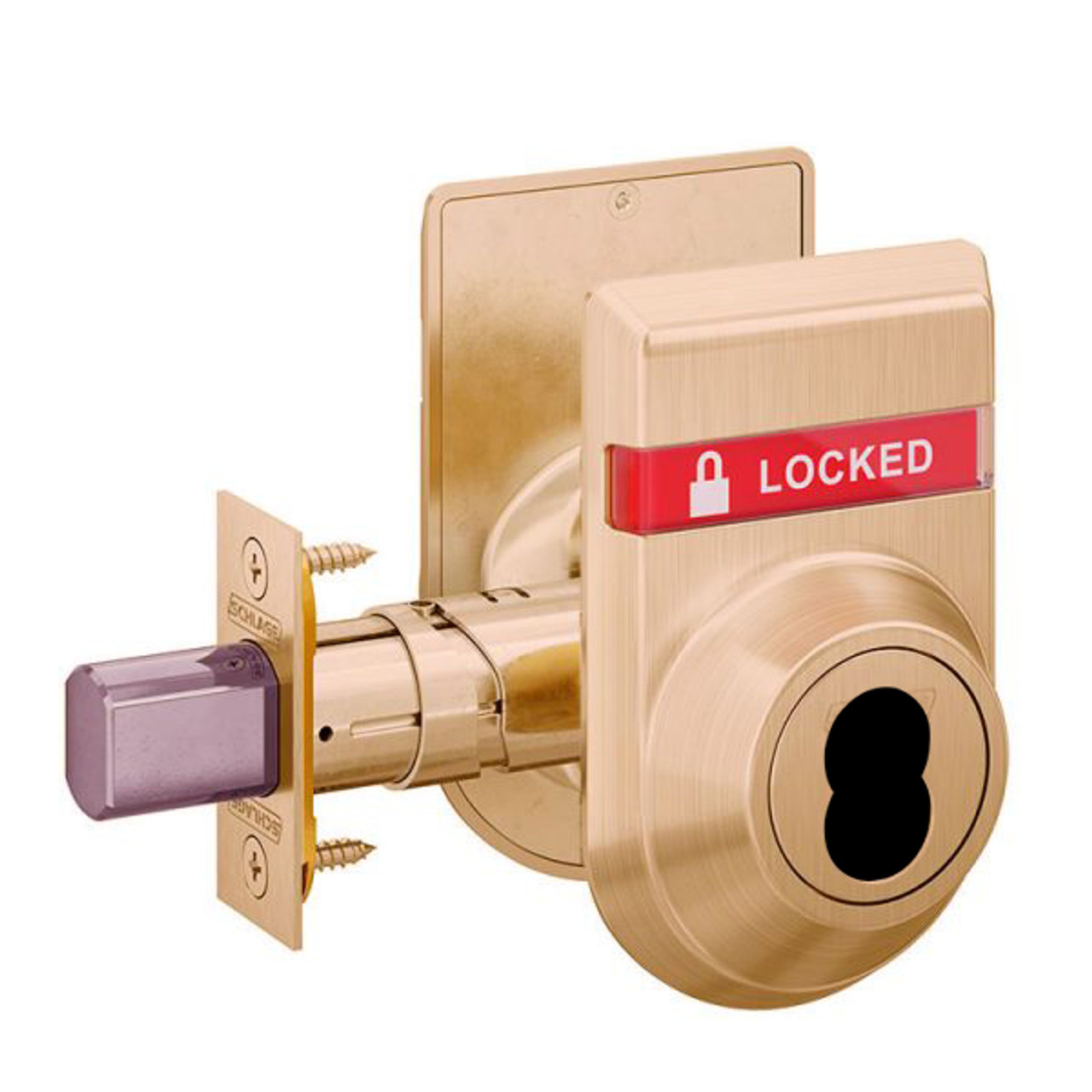 B562J-612-OS-LOC-IS-OCC Schlage Grade 2 Double Cylinder Deadbolt with FSIC Prep Less Core Dual Indicator in Satin Bronze