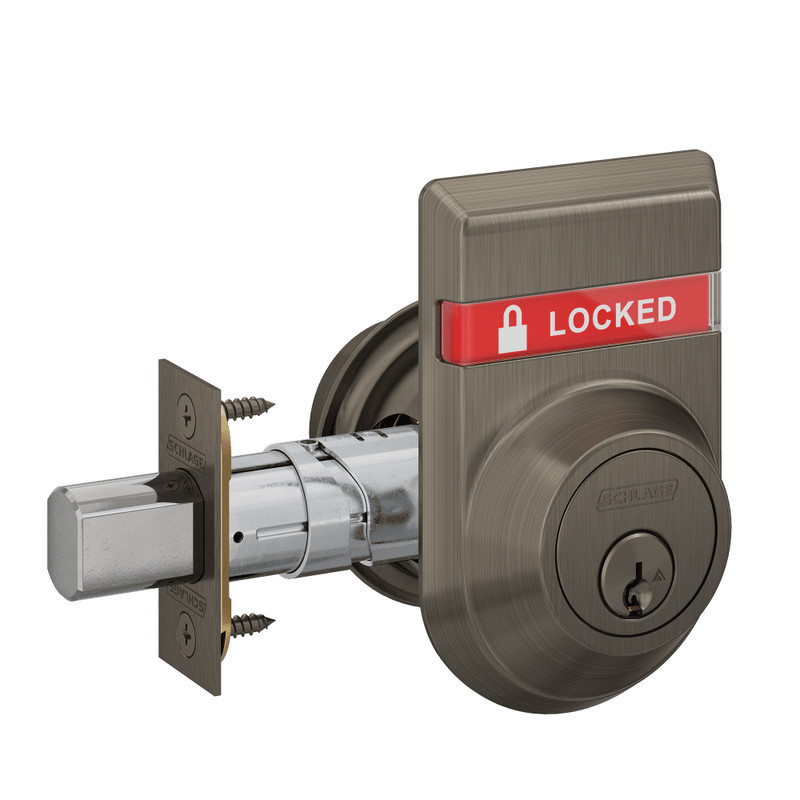 B662P-613-IS-LOC Schlage Grade 1 Double Cylinder Deadbolt with Inside Indicator in Oil Rubbed Bronze