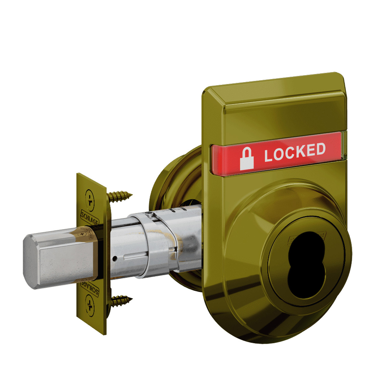 B662B-609-IS-LOC Schlage Grade 3 Double Cylinder Deadbolt SFIC Prep, Less Core with Inside Indicator in Antique Brass
