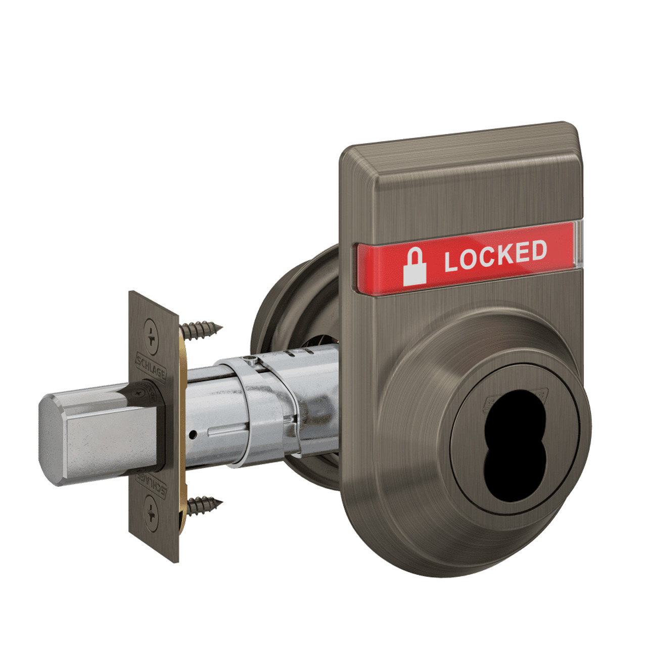 B662J-613-OS-LOC Schlage Grade 2 Double Cylinder Deadbolt FSIC Prep, Less Core with Outside Indicator in Oil Rubbed Bronze B662J-613-OS-LOC Schlage Grade 2 Double Cylinder Deadbolt FSIC Prep, Less Core with Outside Indicator in Oil Rubbed Bronze