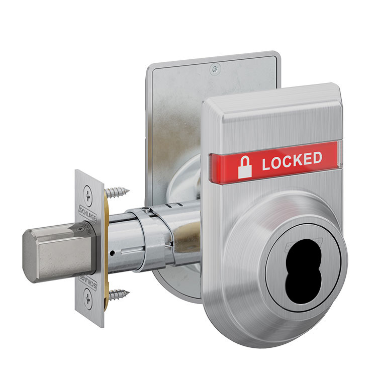 B662J-626-OS-LOC-IS-LOC Schlage Grade 2 Double Cylinder Deadbolt FSIC Prep, Less Core with Dual Indicator in Satin Chrome