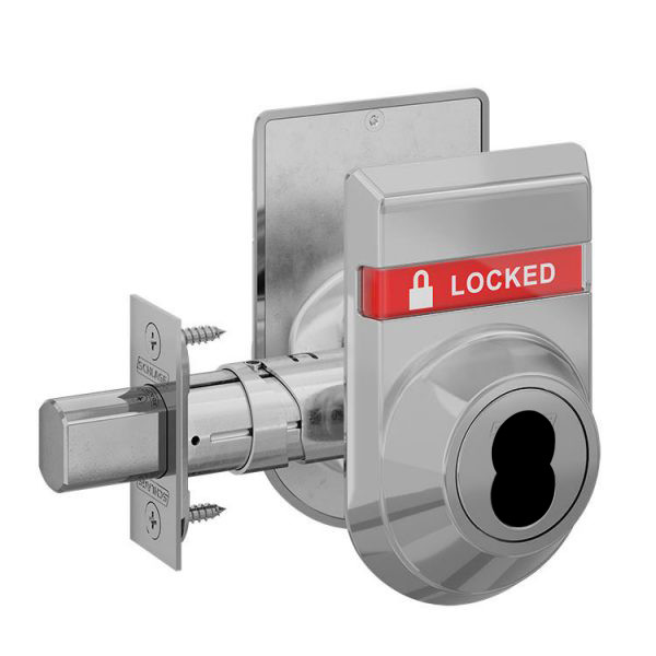 B662J-625-OS-LOC-IS-OCC Schlage Grade 2 Double Cylinder Deadbolt FSIC Prep, Less Core with Dual Indicator in Bright Chrome