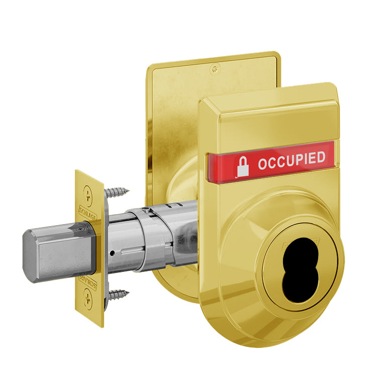 B662J-605-OS-OCC-IS-OCC Schlage Grade 2 Double Cylinder Deadbolt FSIC Prep, Less Core with Dual Indicator in Bright Brass