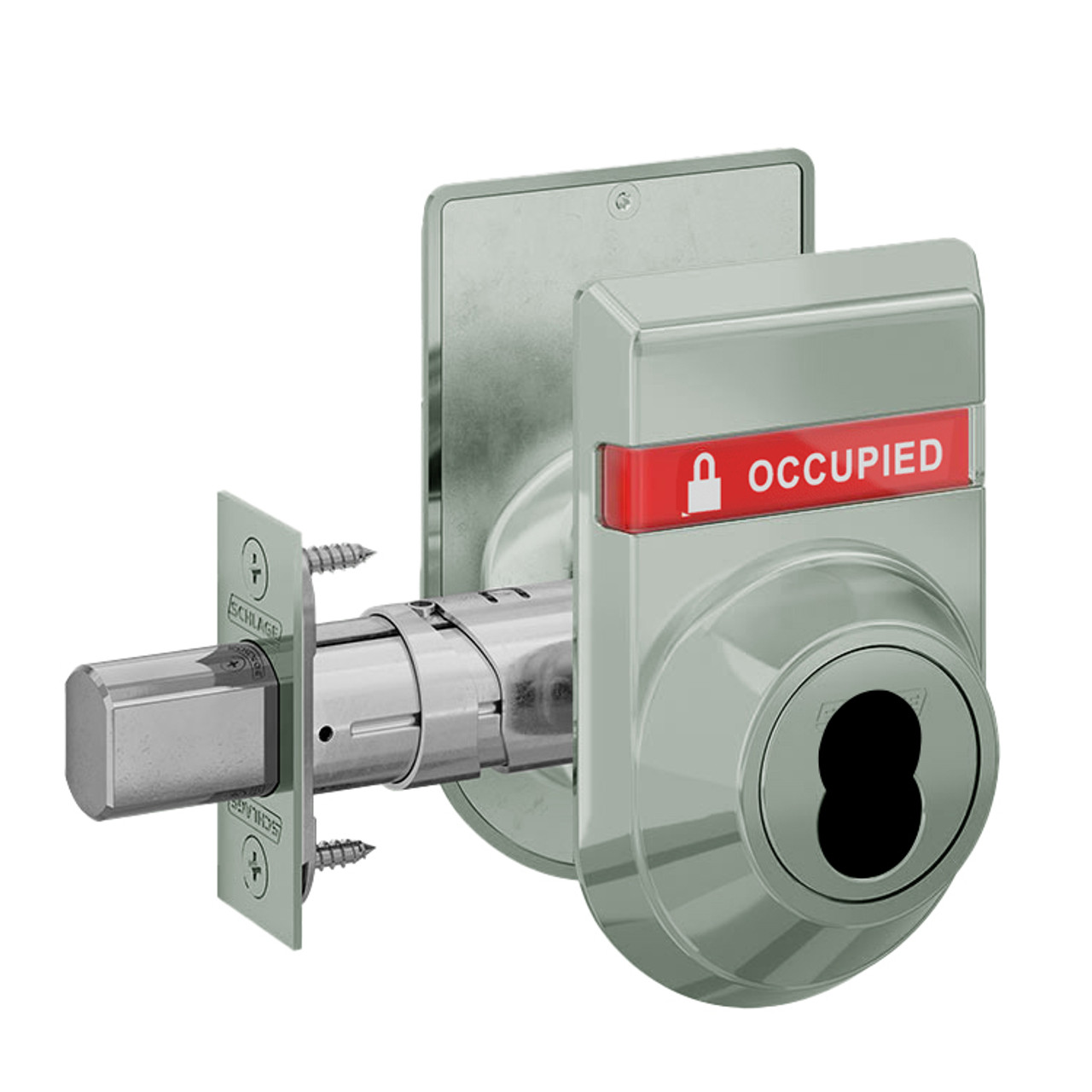 B662J-619-OS-OCC-IS-LOC Schlage Grade 2 Double Cylinder Deadbolt FSIC Prep, Less Core with Dual Indicator in Satin Nickel