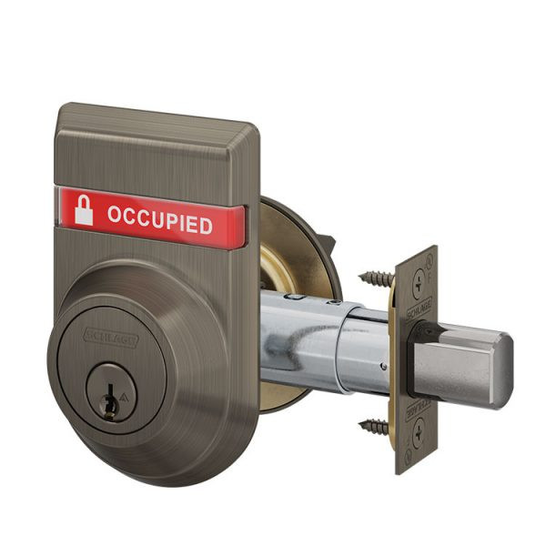 B660P-613-OS-OCC Schlage Grade 1 Single Cylinder Deadbolt with Outside Indicator in Oil Rubbed Bronze