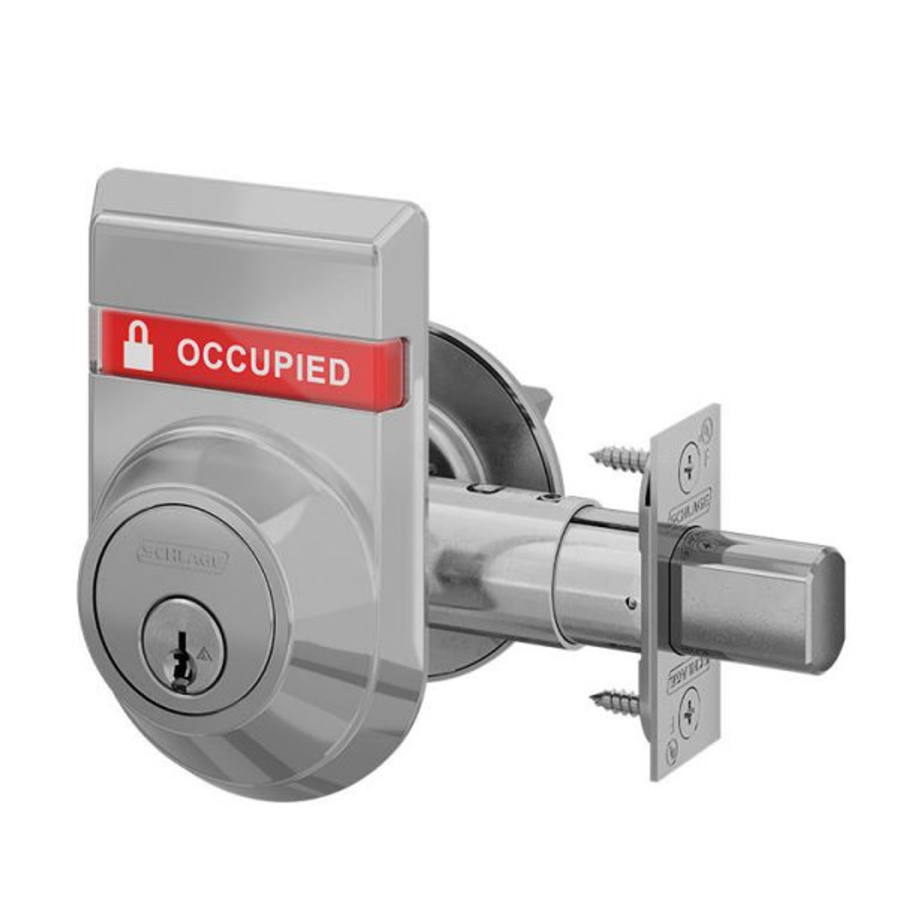 B660P-625-OS-OCC Schlage Grade 1 Single Cylinder Deadbolt with Outside Indicator in Bright Chrome