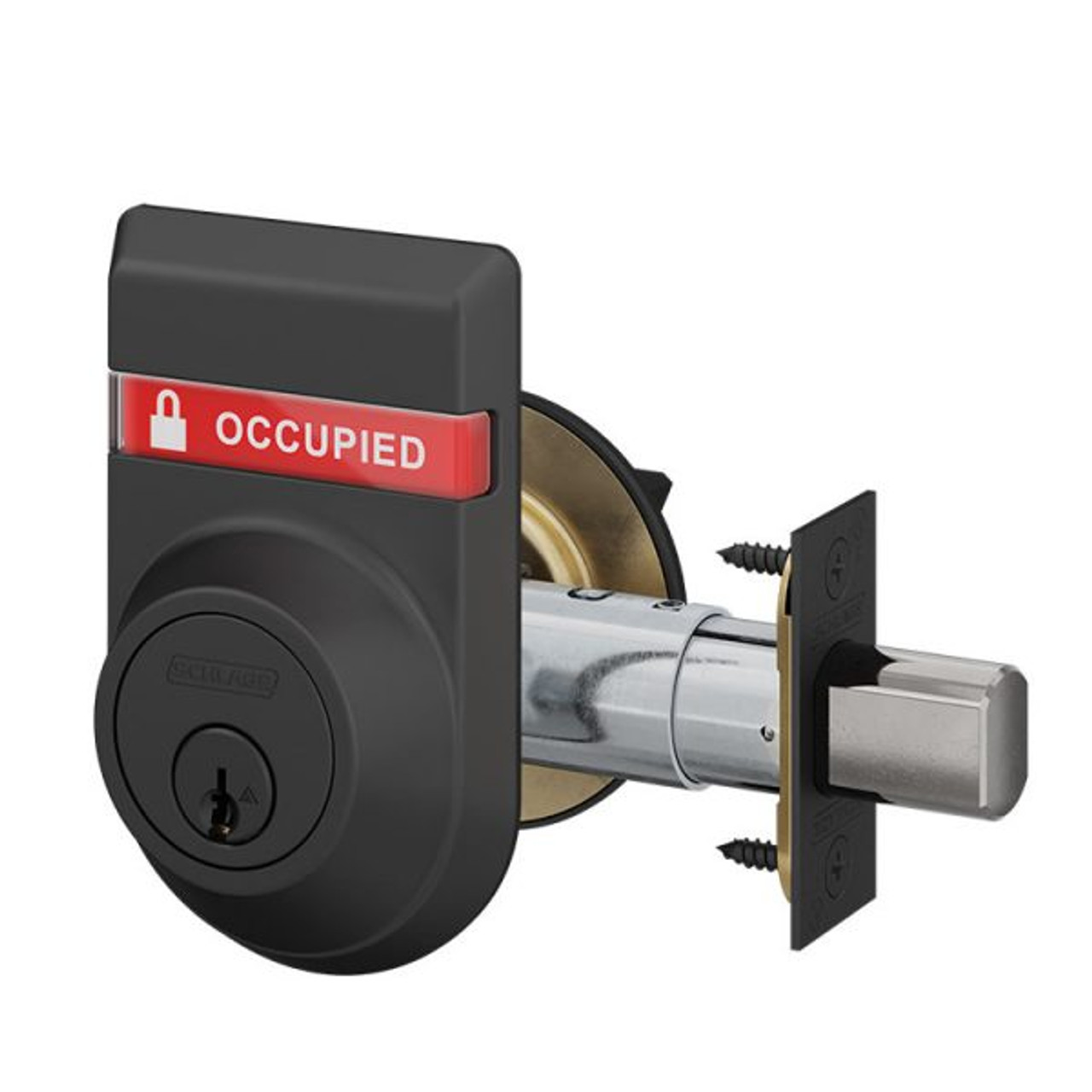 B660P-622-IS-OCC Schlage Grade 1 Single Cylinder Deadbolt with Inside Indicator in Flat Black Coated