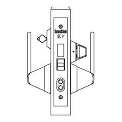 MRX-S-L-12-630-CLFIC TownSteel Heavy Duty Anti-Ligature Dormitory or Exit with thumb turn x Levers Mortise Lock Single Cylinder with Sectional trim in Satin Stainless Steel