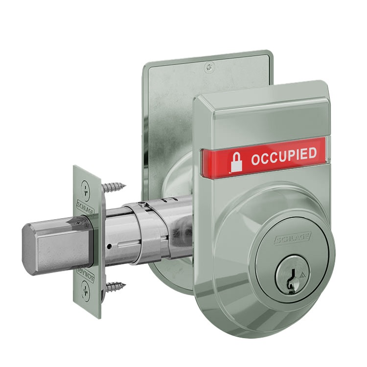 B660P-619-OS-OCC-IS-OCC Schlage Grade 1 Single Cylinder Deadbolt with Dual Indicator in Satin Nickel