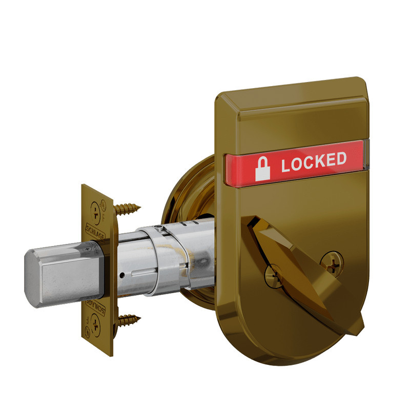 B660J-609-IS-LOC Schlage Grade 2 Single Cylinder Deadbolt with FSIC Prep, Less Core Inside Indicator in Antique Brass
