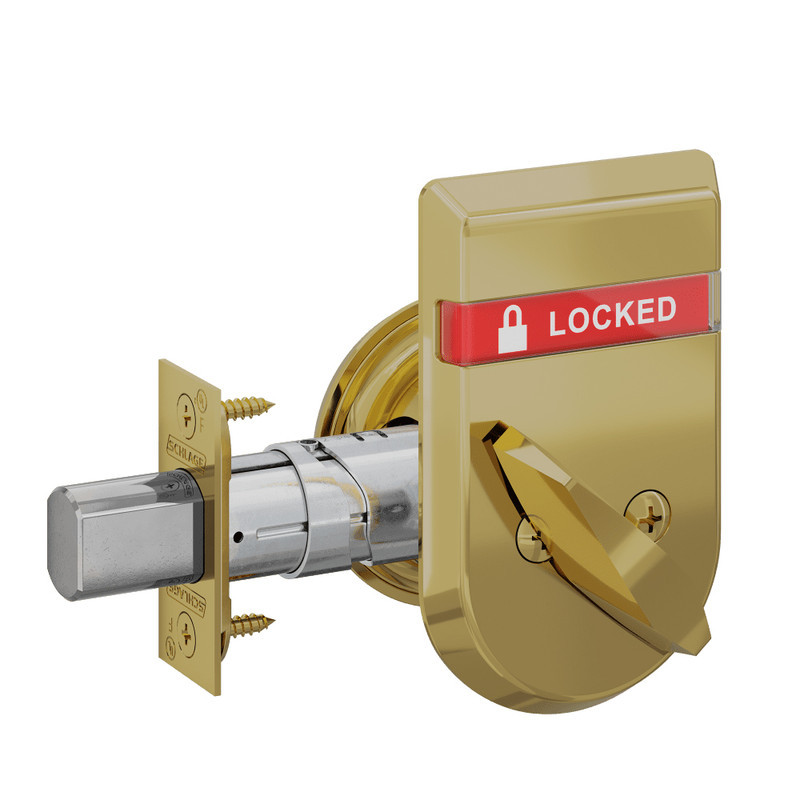 B660B-606-IS-LOC Schlage Grade 3 Single Cylinder Deadbolt with SFIC Prep, Less Core Inside Indicator in Satin Brass