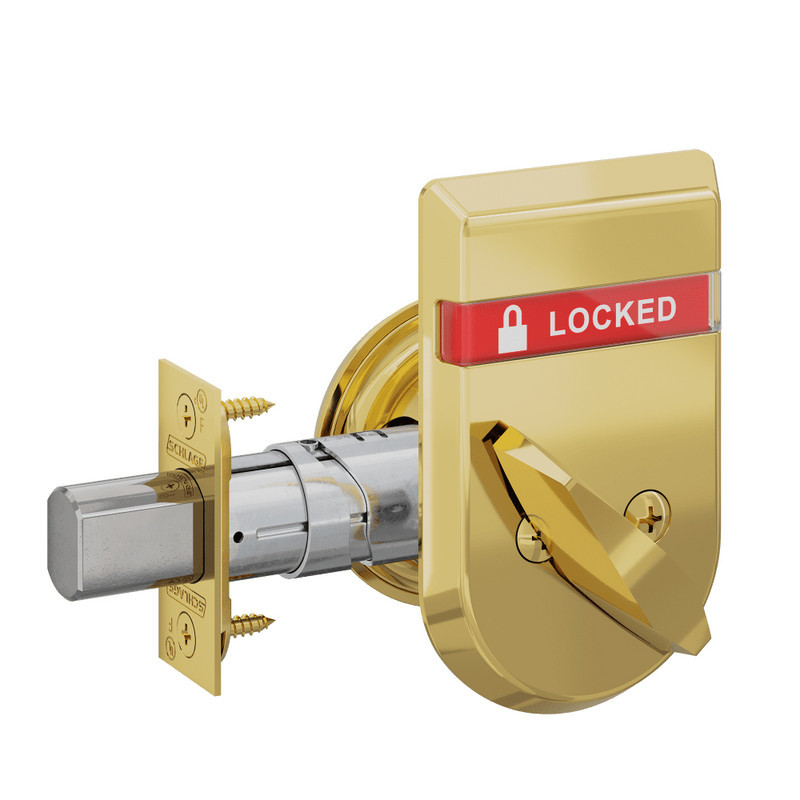 B660B-605-OS-LOC Schlage Grade 3 Single Cylinder Deadbolt with SFIC Prep, Less Core Outside Indicator in Bright Brass