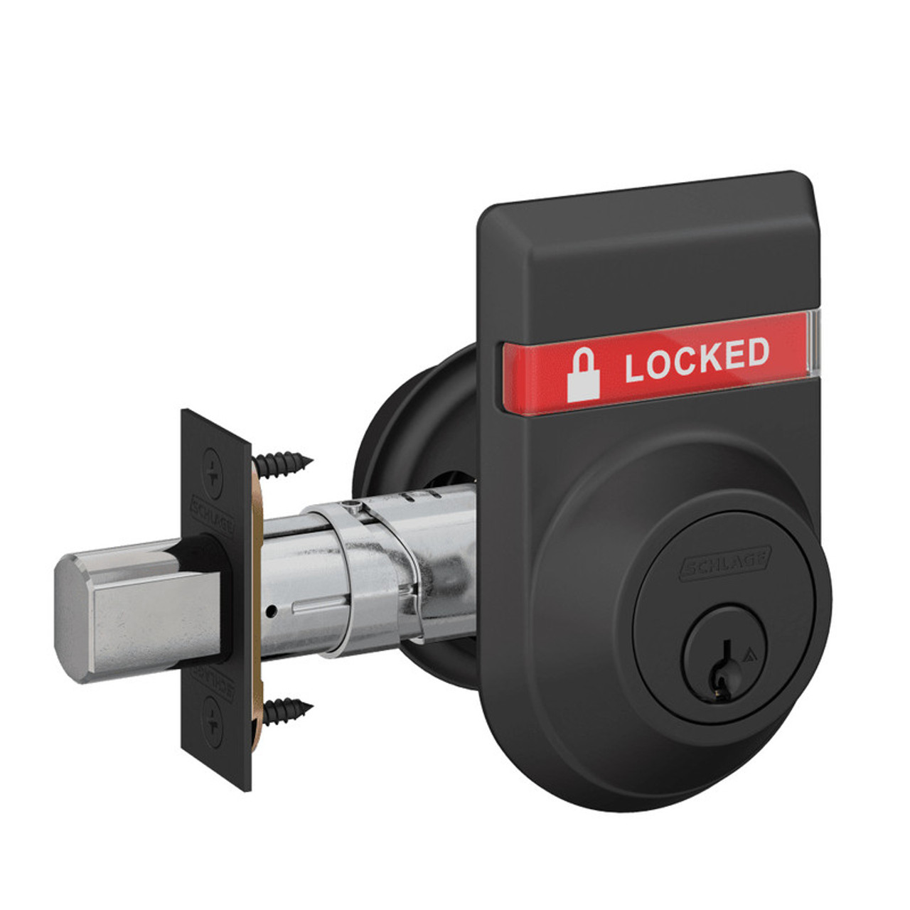 B663P-622-OS-LOC Schlage Grade 1 Classroom Deadbolt, Keyed Outside - Classroom Thumbturn Inside, 6-Pin Cylinder, Outside Indicator in Flat Black Coated