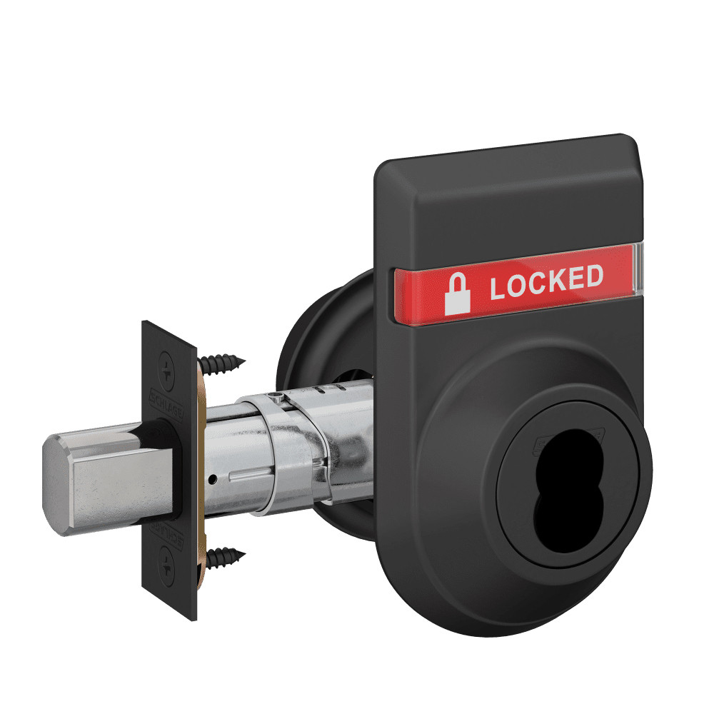 B661J-622-OS-LOC Schlage Grade 2 One-Way Deadbolt, Keyed Outside - Blank Plate Inside, FSIC Prep, Less Core,, Outside Indicator in Flat Black Coated