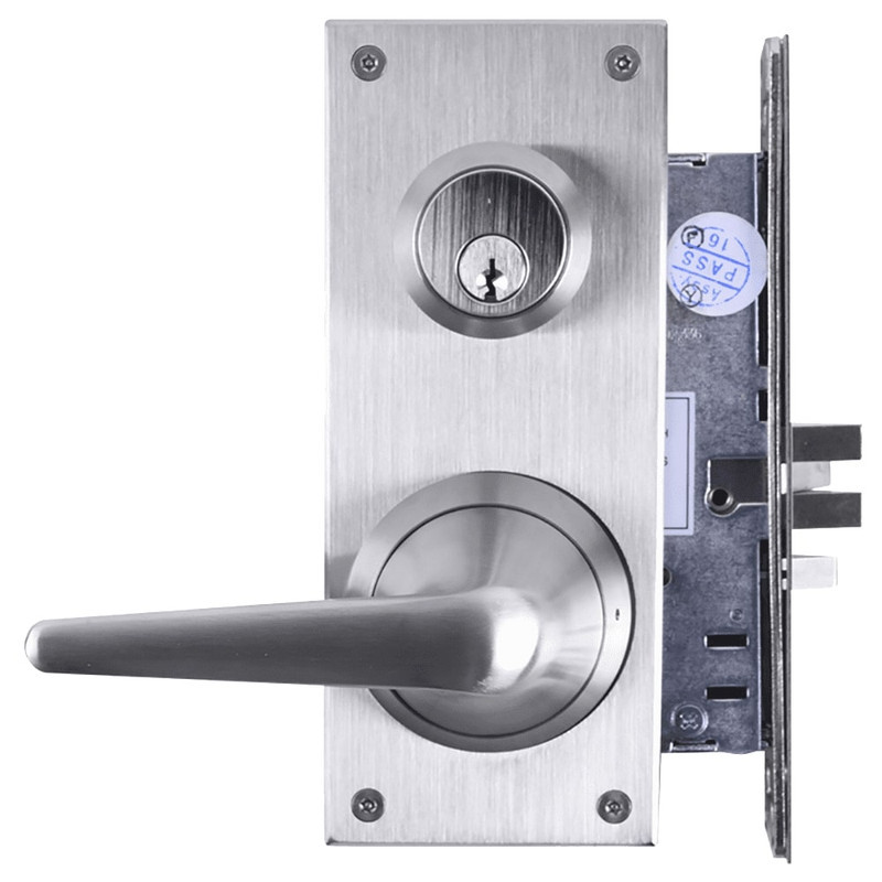 MRX-E-L-29-630-SLFIC TownSteel Heavy Duty Anti-Ligature Classroom Dead Lock with thumb turn x Levers Mortise Lock Single Cylinder with Escutcheon Trim in Satin Stainless Steel