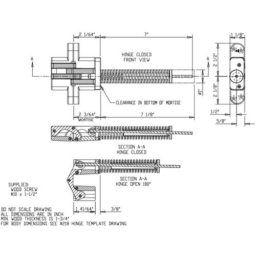 218IC-US3 Soss Invisible Hinge Dimensional View