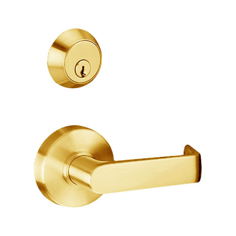 MSS-242-S-REX-605 TownSteel Single Cylinder Function, Request to Exit Switch, Fail Safe (24VDC) Mortise Electrified Sectional Lock with Sentinel Lever in Bright Brass