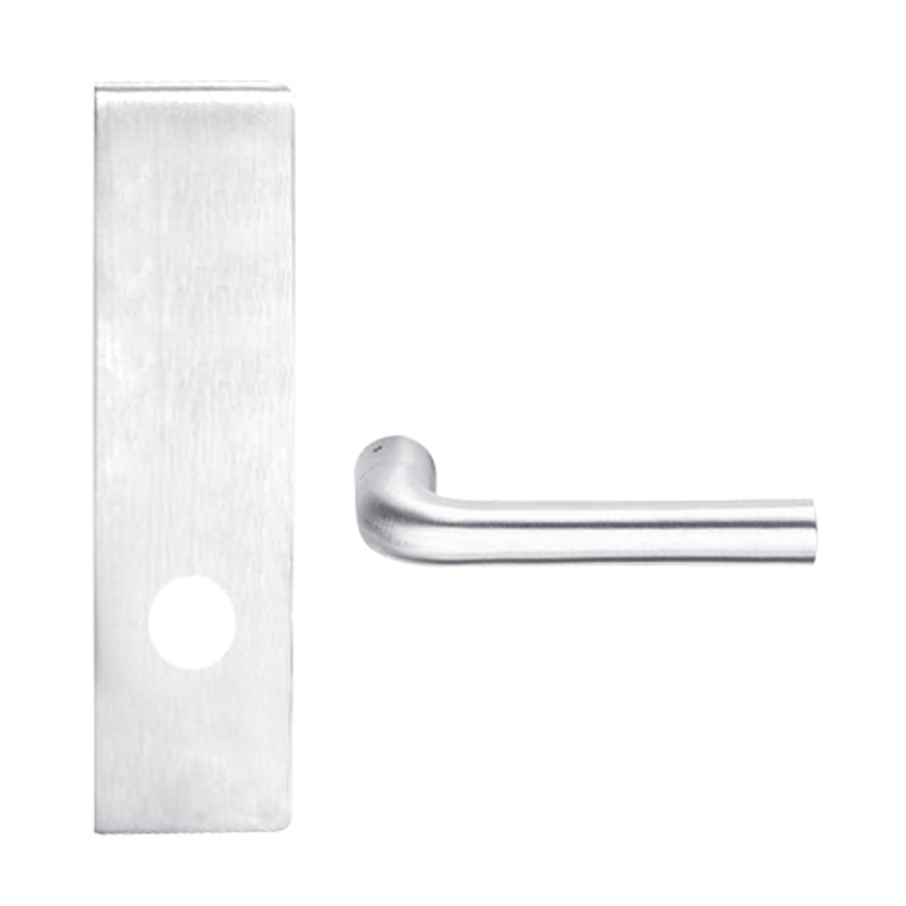 L9010-02N-619-RX Schlage L Series Passage Latch Commercial N Escutcheon, Request to Exit, Mortise Lock with 02 Cast Lever Design in Satin Nickel