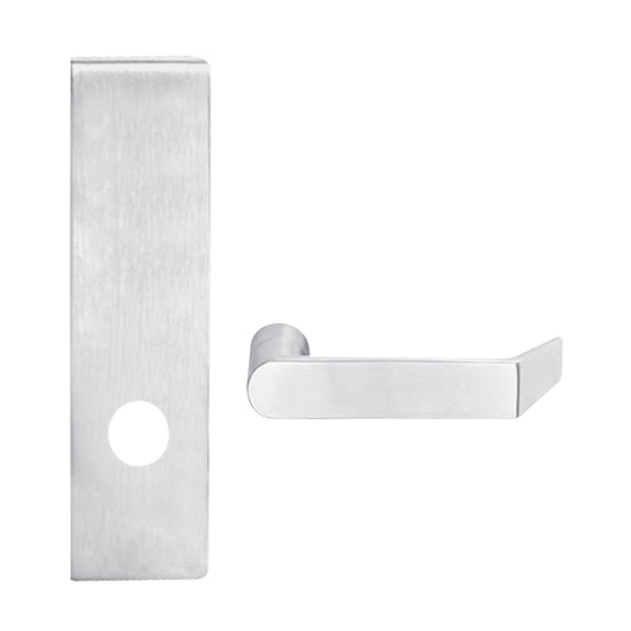 L9010-06N-625-RX Schlage L Series Passage Latch Commercial N Escutcheon, Request to Exit, Mortise Lock with 06 Cast Lever Design in Bright Chrome