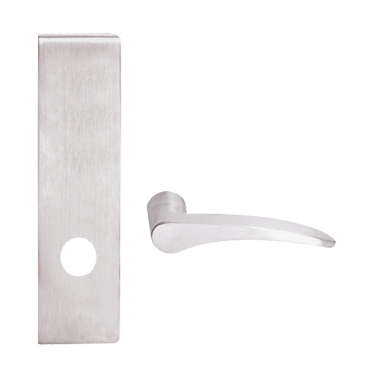 L9010-12N-629-RX-LH Schlage L Series Passage Latch Commercial N Escutcheon, Request to Exit, Mortise Lock with 12 Cast Lever Design in Bright Stainless Steel