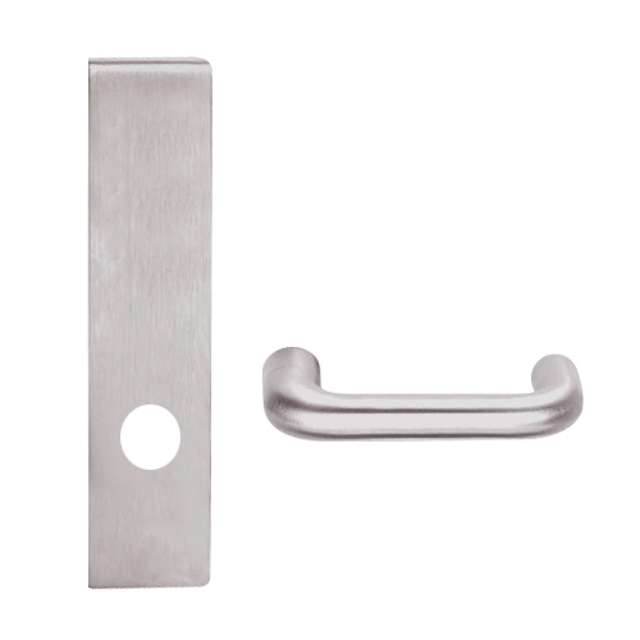 L9010-03L-630-RX Schlage L Series Passage Latch Commercial N Escutcheon, Request to Exit, Mortise Lock with 03 Cast Lever Design in Satin Stainless Steel