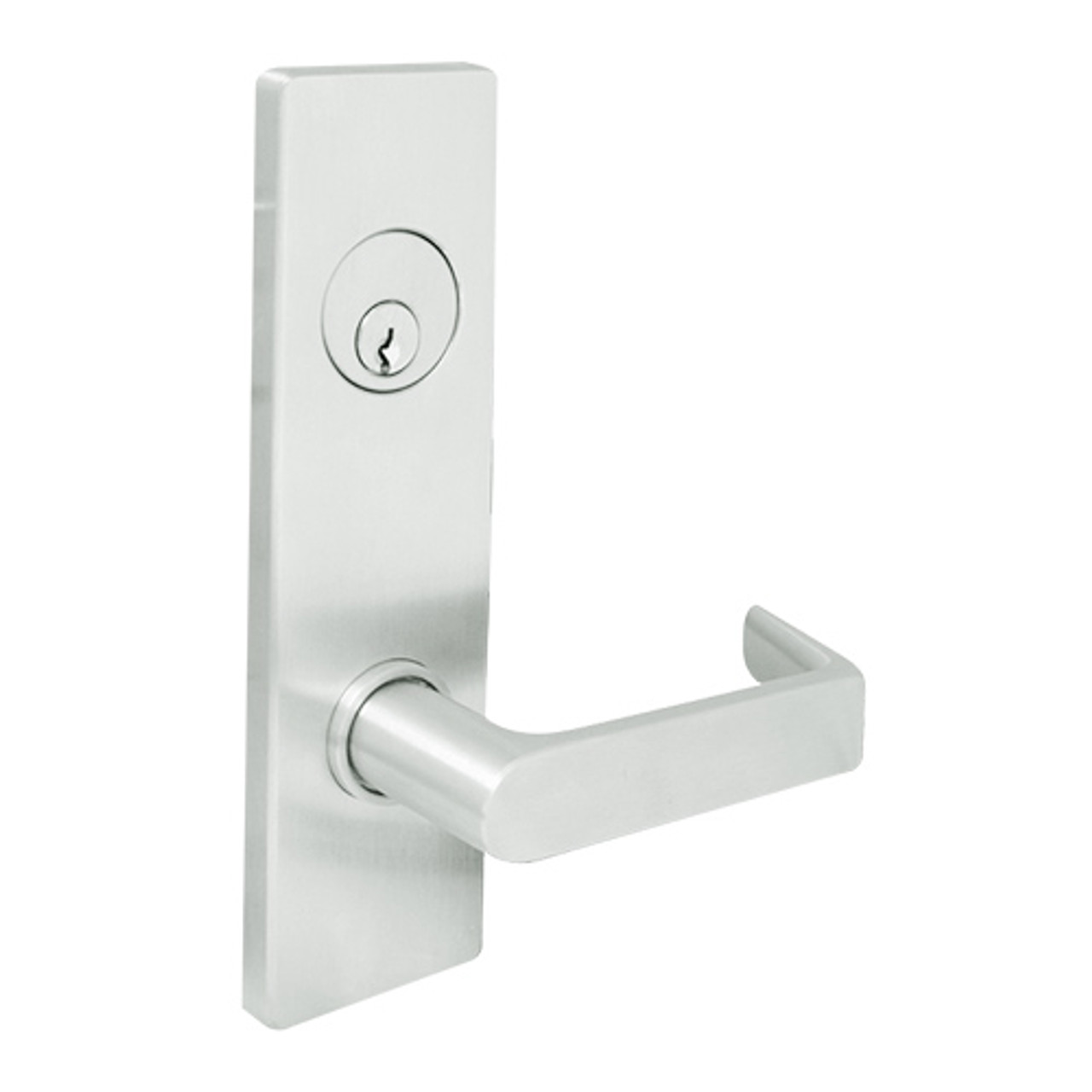 MSE-122-S-REX-629 TownSteel Single Cylinder Function, Request to Exit Switch, Fail Safe (12VDC) Mortise Electrified Escutcheon Lock with Sentinel Lever in Bright Stainless Steel