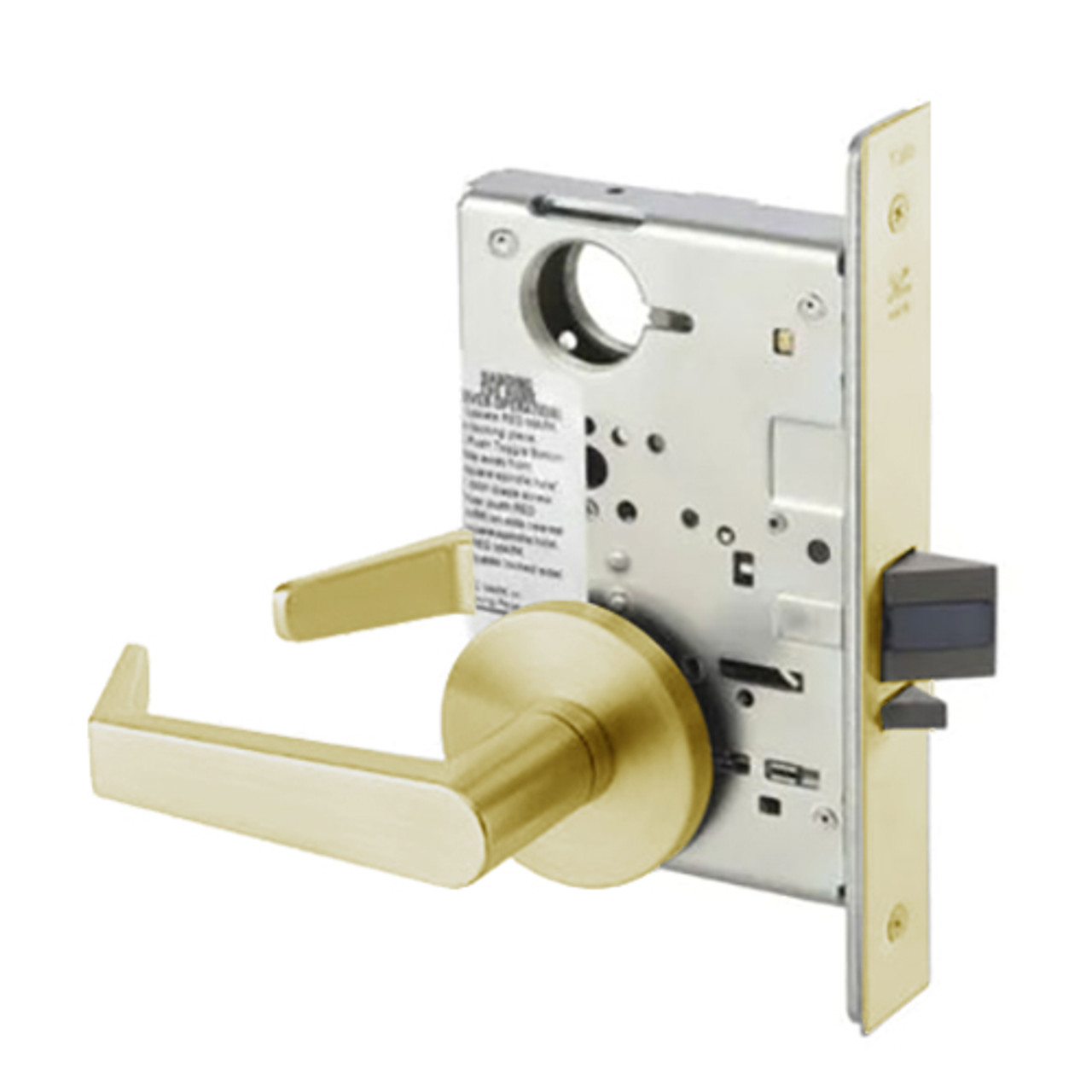 AUR8807FL-606-LC Yale 8800FL Series Less Cylinder Mortise Entrance Locks with Augusta Lever - CO Rose in Satin Brass