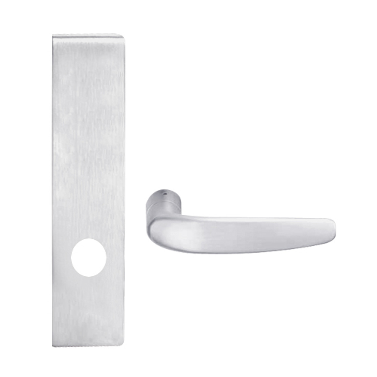 L9010-07L-625-RX Schlage L Series Passage Latch Commercial N Escutcheon, Request to Exit, Mortise Lock with 07 Cast Lever Design in Bright Chrome