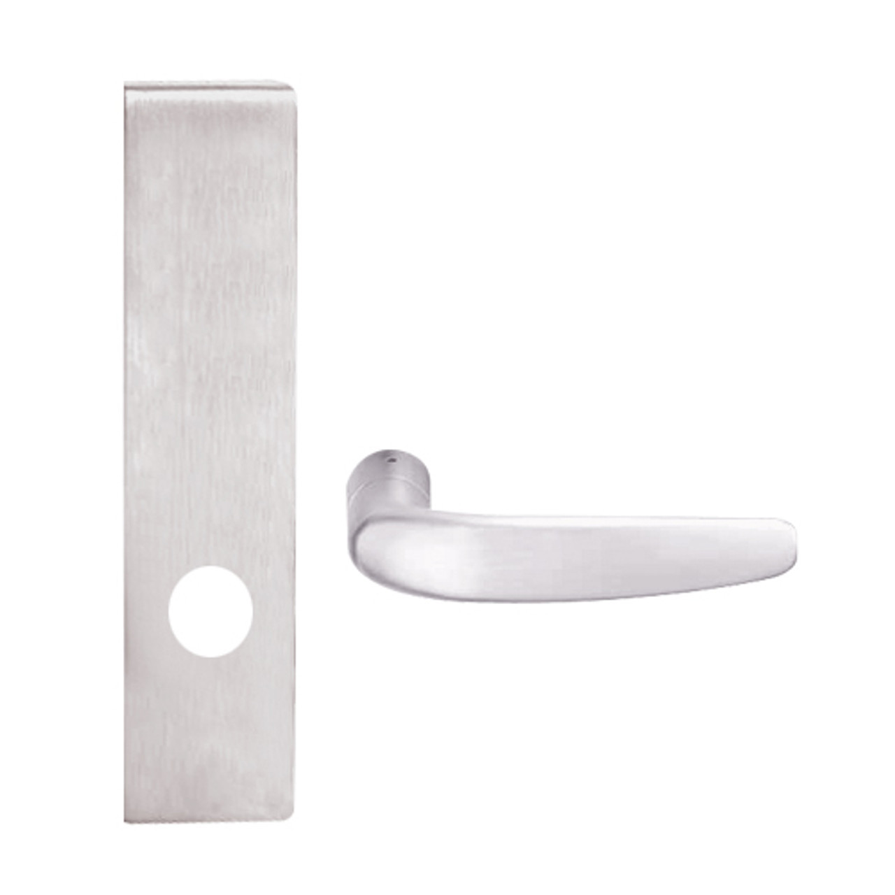 L9010-07L-629-RX Schlage L Series Passage Latch Commercial N Escutcheon, Request to Exit, Mortise Lock with 07 Cast Lever Design in Bright Stainless Steel