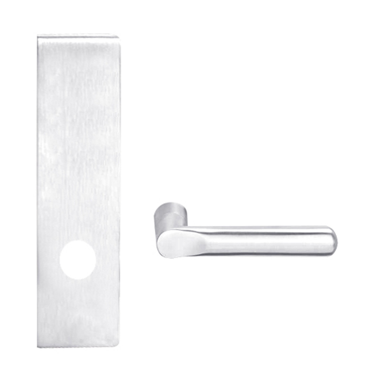 L9010-18N-619-RX Schlage L Series Passage Latch Commercial N Escutcheon, Request to Exit, Mortise Lock with 18 Cast Lever Design in Satin Nickel
