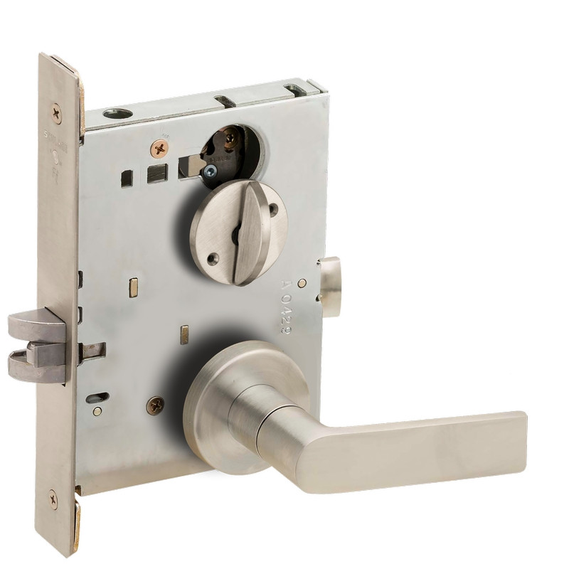 LV9040-01A-619 Schlage L Series Vandlgard - Privacy Commercial Mortise Lock with 01 Cast Lever - A Rose Design in Satin Nickel