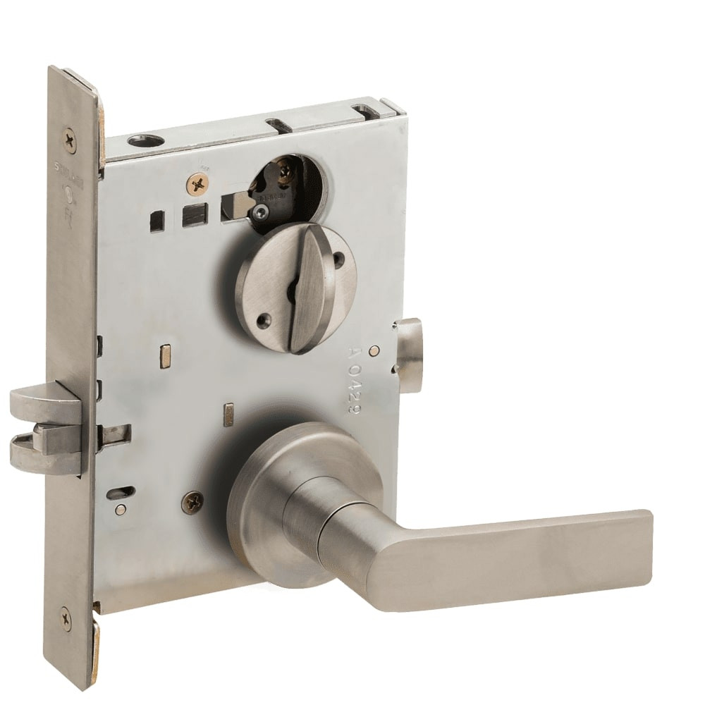 LV9040-01A-630 Schlage L Series Vandlgard - Privacy Commercial Mortise Lock with 01 Cast Lever - A Rose Design in Satin Stainless Steel