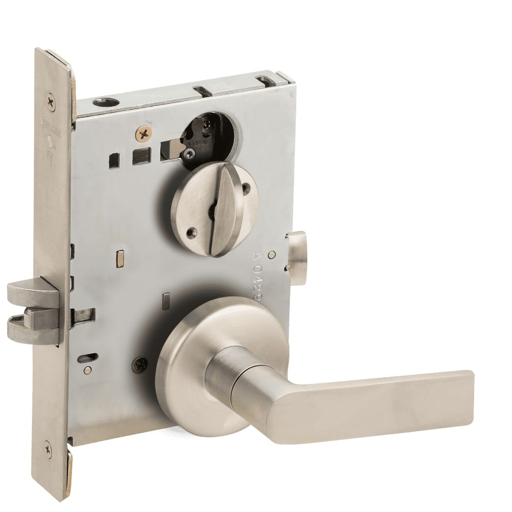 LV9040-01B-619 Schlage L Series Vandlgard - Privacy Commercial Mortise Lock with 01 Cast Lever - B Rose Design in Satin Nickel