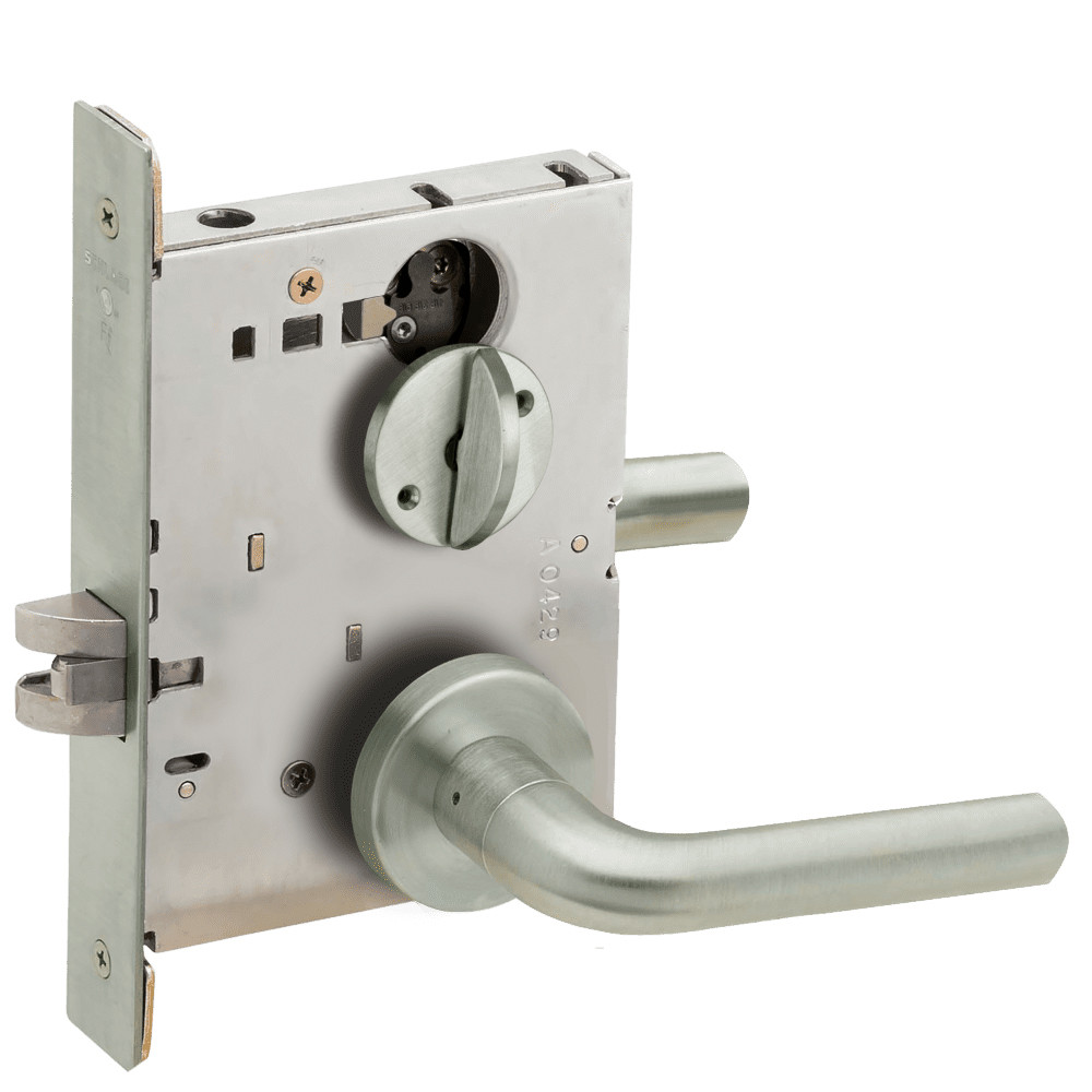 LV9040-02A-619 Schlage L Series Vandlgard - Privacy Commercial Mortise Lock with 02 Cast Lever - A Rose Design Design in Satin Nickel
