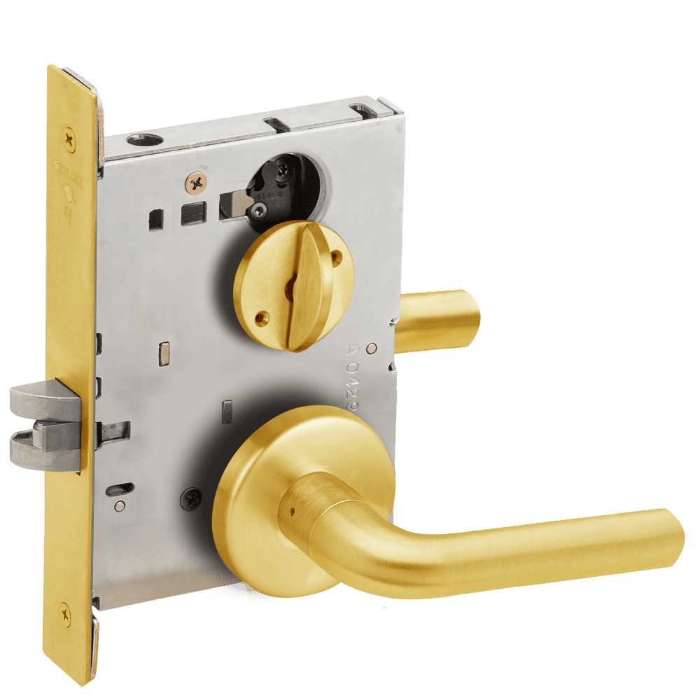 LV9040-02B-605 Schlage L Series Vandlgard - Privacy Commercial Mortise Lock with 02 Cast Lever - B Rose Design Design in Bright Brass