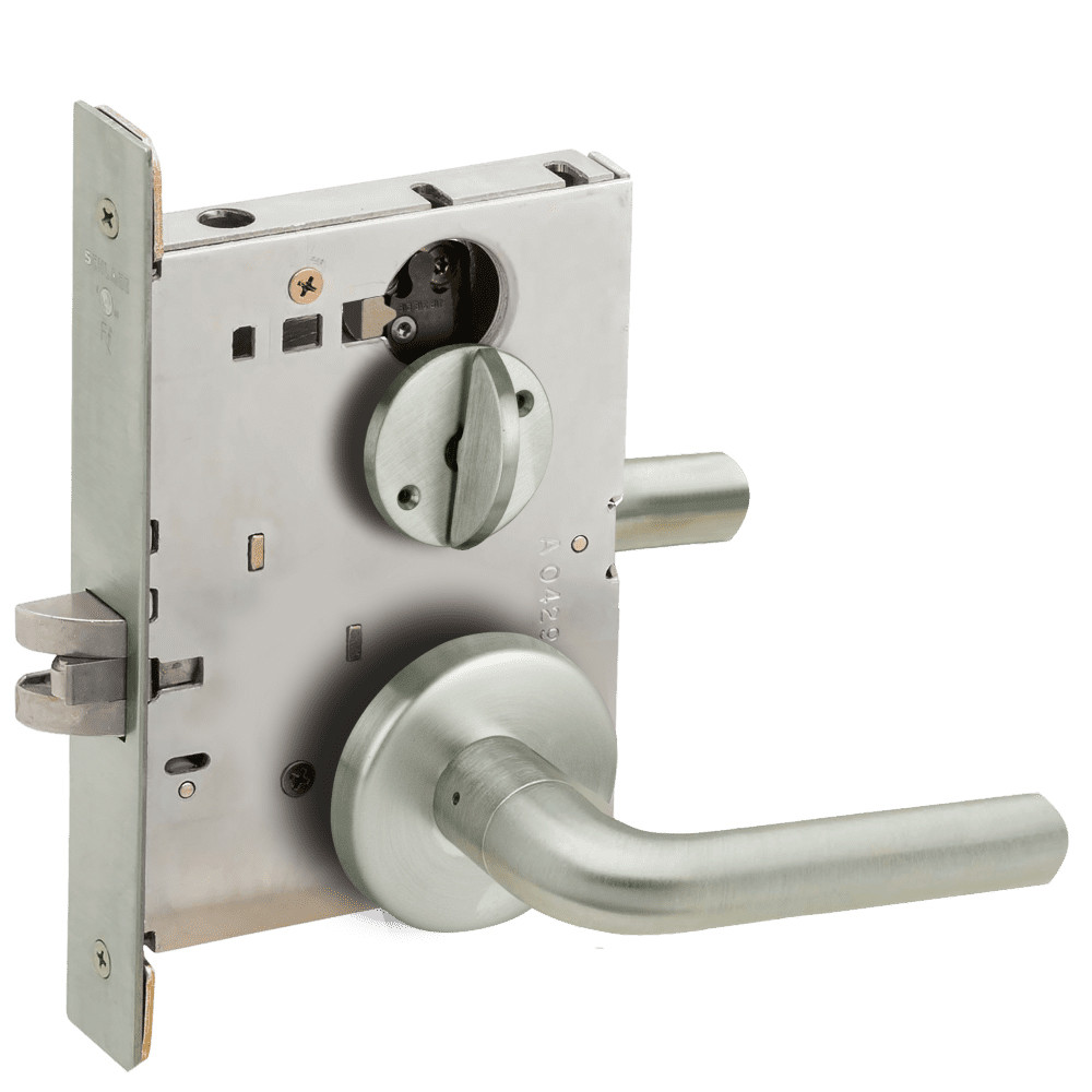 LV9040-02B-619 Schlage L Series Vandlgard - Privacy Commercial Mortise Lock with 02 Cast Lever - B Rose Design Design in Satin Nickel