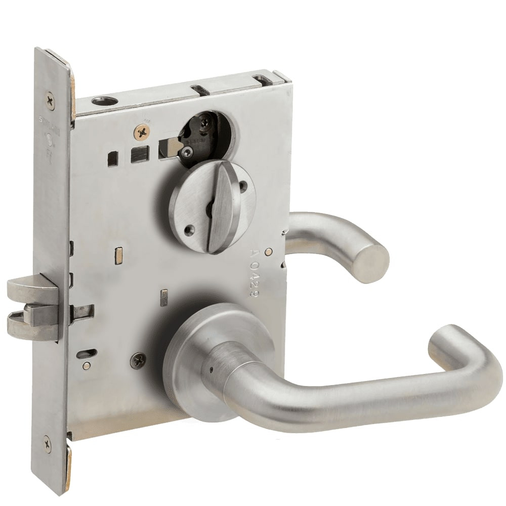 LV9040-03A-630 Schlage L Series Vandlgard - Privacy Commercial Mortise Lock with 03 Cast Lever - A Rose Design in Satin Stainless Steel