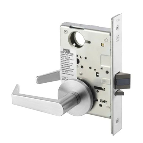 AUR8833FL-629-LC Yale 8800FL Series Less Cylinder Mortise Exit Locks with Augusta Lever - CO Rose in Bright Stainless Steel
