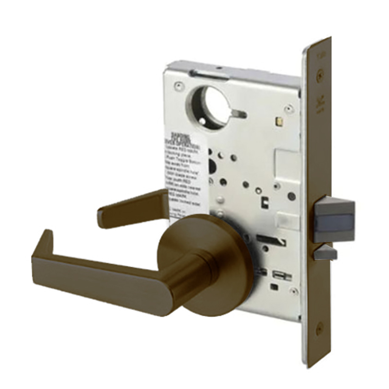 AUR8864FL-613E-LC Yale 8800FL Series Less Cylinder Mortise Bathroom Lock with Indicator with Augusta Lever - CO Rose in Dark Satin Bronze AUR8864FL-613E-LC Yale 8800FL Series Less Cylinder Mortise Bathroom Lock with Indicator with Augusta Lever - CO Rose in Dark Satin Bronze