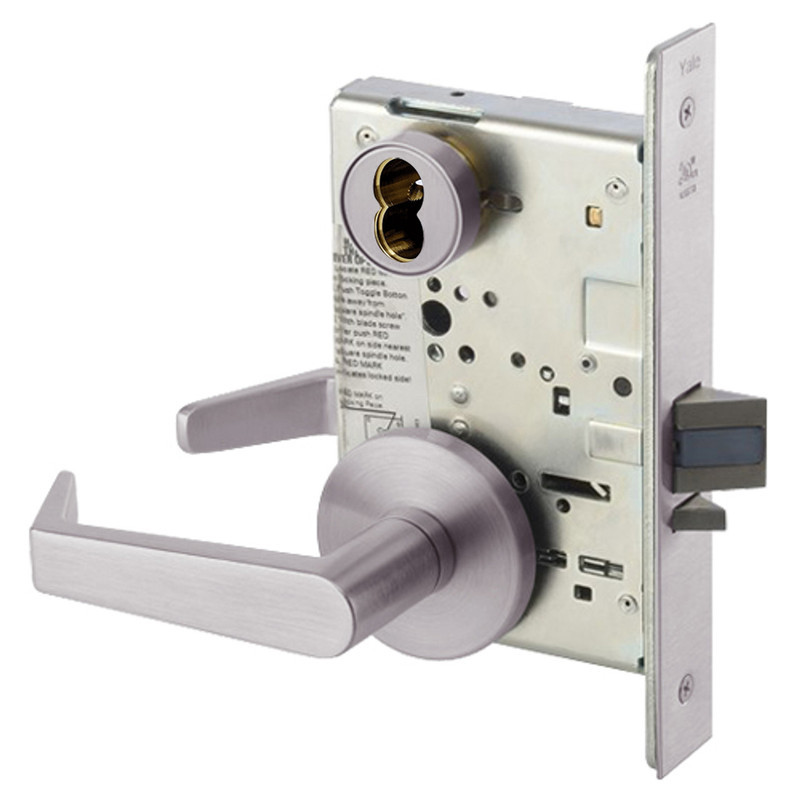 AUR8805FL-630-ICLC Yale 8800FL Series Single Cylinder Mortise Storeroom/Closet Locks with Augusta Lever Lock Prepped for LFIC in Satin Stainless Steel