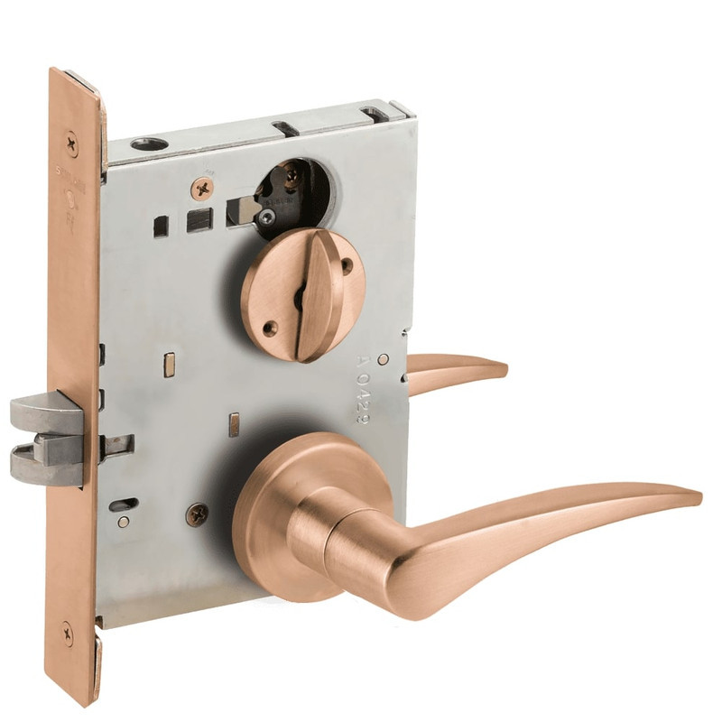 LV9040-12A-612-LH Schlage L Series Vandlgard - Privacy Commercial Mortise Lock with 12 Cast Lever - A Rose Design in Satin Bronze