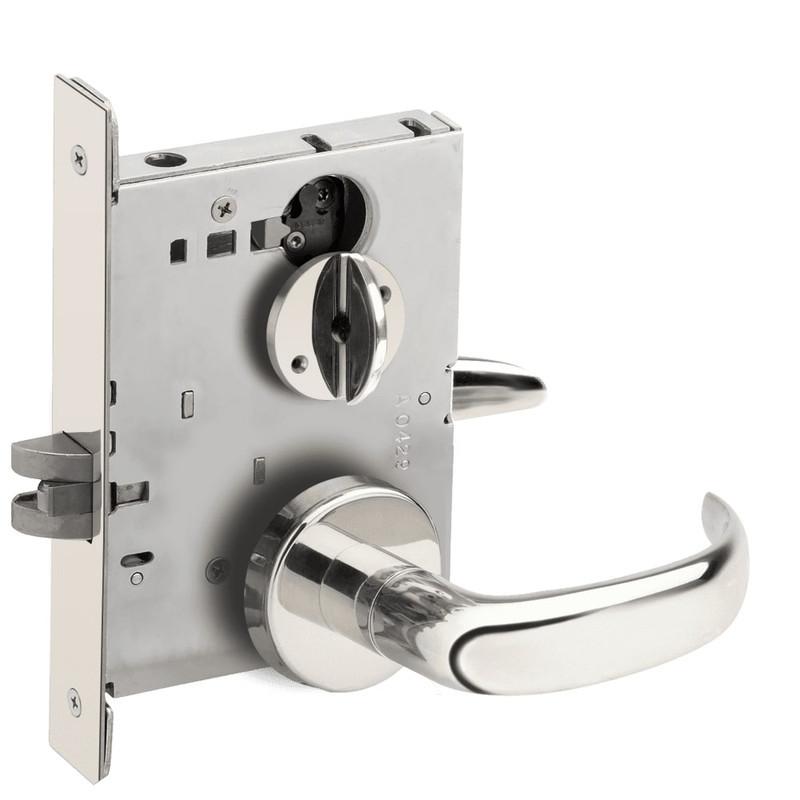 LV9040-17B-629 Schlage L Series Vandlgard - Privacy Commercial Mortise Lock with 17 Cast Lever - B Rose Design in Bright Stainless Steel