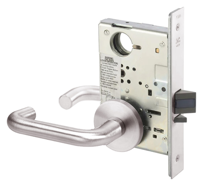 CRR8808FL-629-LC Yale 8800FL Series Less Cylinder Mortise Classroom Locks with Carmel Lever in Bright Stainless Steel