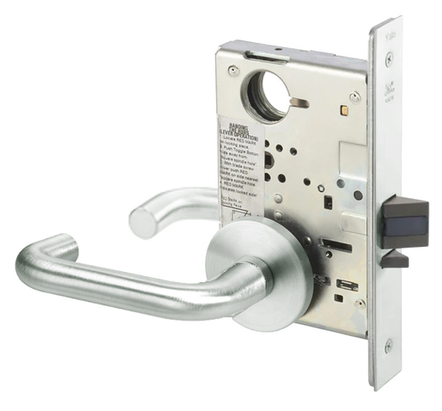 CRR8807FL-618-ICLC Yale 8800FL Series Single Cylinder Mortise Entrance Locks with Carmel Lever Lock Prepped for LFIC in Bright Nickel