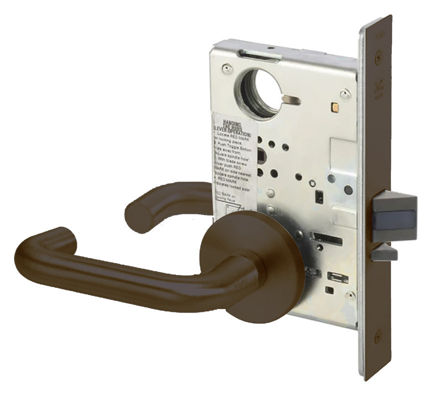 CRR8808FL-613E-SFICLC Yale 8800FL Series Single Cylinder Mortise Classroom Locks with Carmel Lever Lock Prepped for SFIC in Dark Satin Bronze