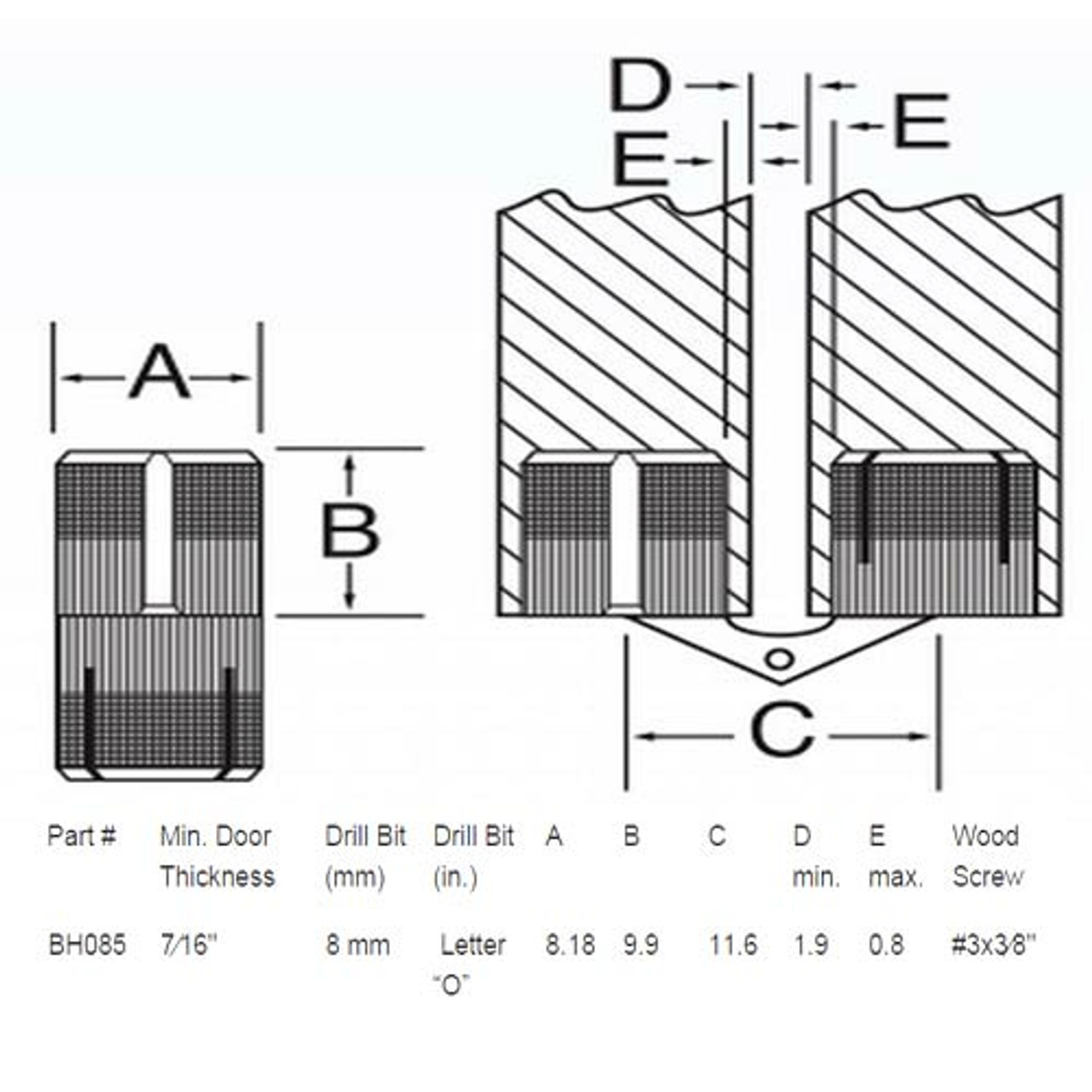 BH085 Soss barrel hinge