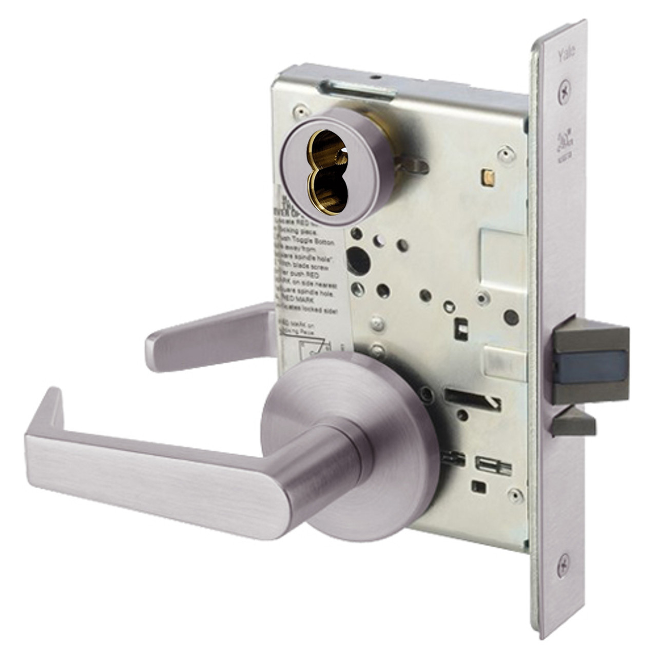 AUR8811-2FL-630-ICLC Yale 8800FL Series Double Cylinder Mortise Classroom Deadbolt Locks with Augusta Lever Lock Prepped for LFIC in Satin Stainless Steel