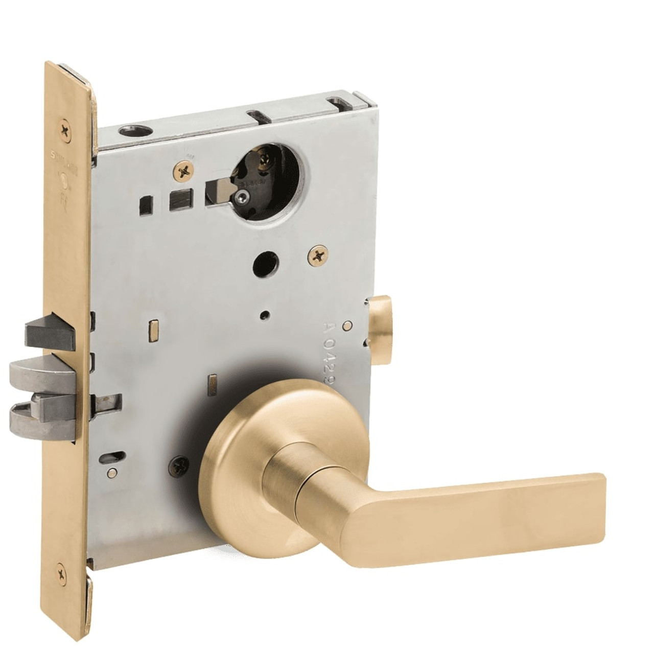 L9050L-01B-606-LX Schlage L Series Less Cylinder Entrance Commercial - Latchbolt Mortise Lock with 01 Cast Lever - B Rose Design in Satin Brass L9050L-01B-606-LX Schlage L Series Less Cylinder Entrance Commercial - Latchbolt Mortise Lock with 01 Cast Lever - B Rose Design in Satin Brass